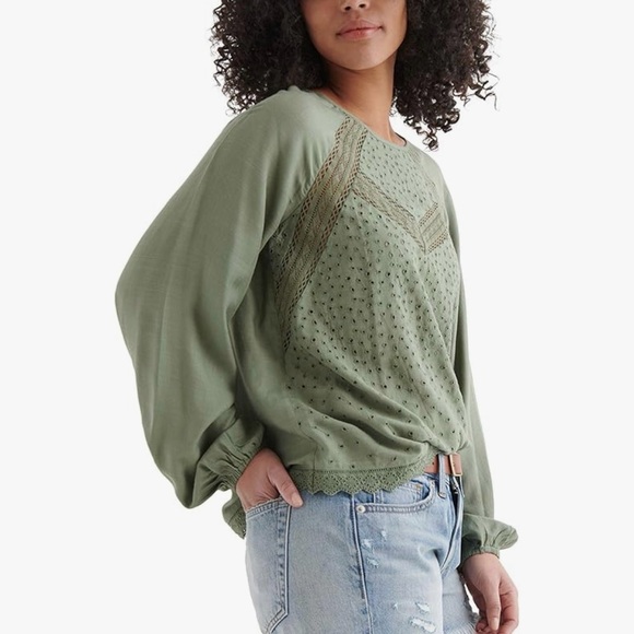 Lucky Brand Eyelet Woven Top NWT - Picture 2 of 6